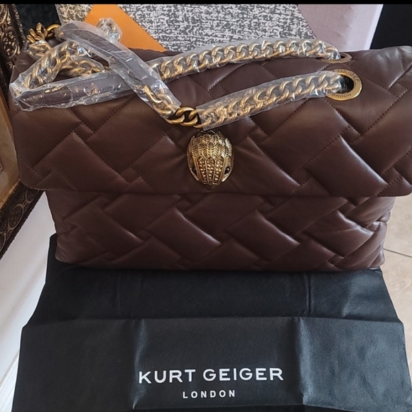KURT GEIGER Macro Kensington Brown Leather Corssbody Bag - Picture 3 of 13